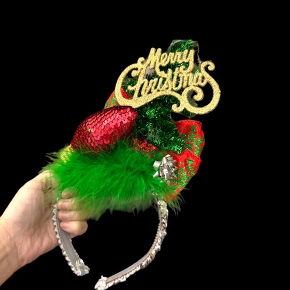 Christmas Headband, Holiday Party Headpiece, Ugly Sweater Party Hair Accessory - Picture 2 of 16